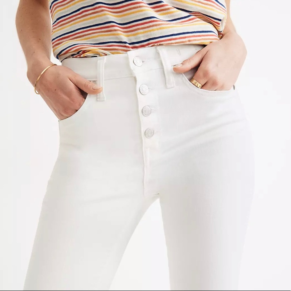 Madewell 10” white jeans high rise skinny raw hem denim size 26